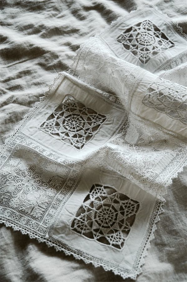 50x25cm フランスアンティーク 19世紀 手編み手刺繍手縫い リネン