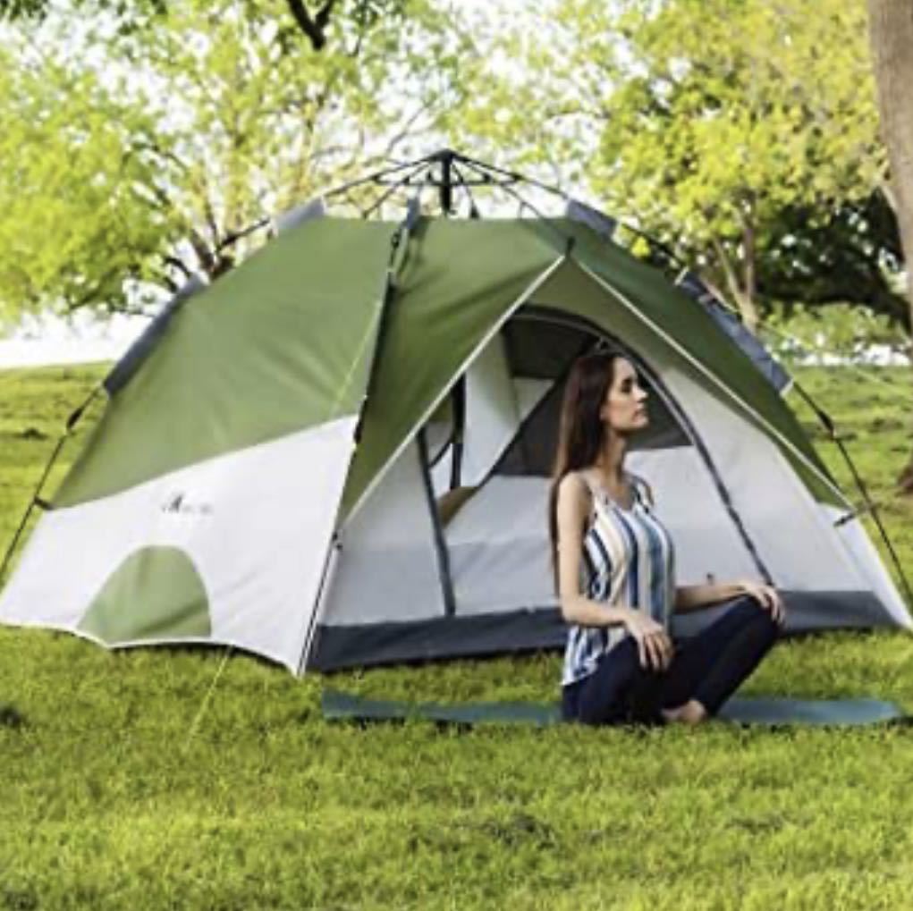 Lence テント Moon ワンタッチテント 3-4人用 : MOON 4人用 | LENCE 二 ワンタッチ アウトドア用 特大・コンパクトの通販 ファミリー 五角