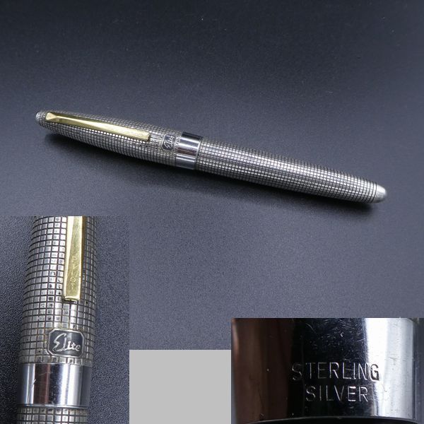 PILOT Elite Sterling Silver 万年筆　字幅F PILOT Elite Stearling-Silver 格子柄 万年筆 字幅F 万年筆 パイロット