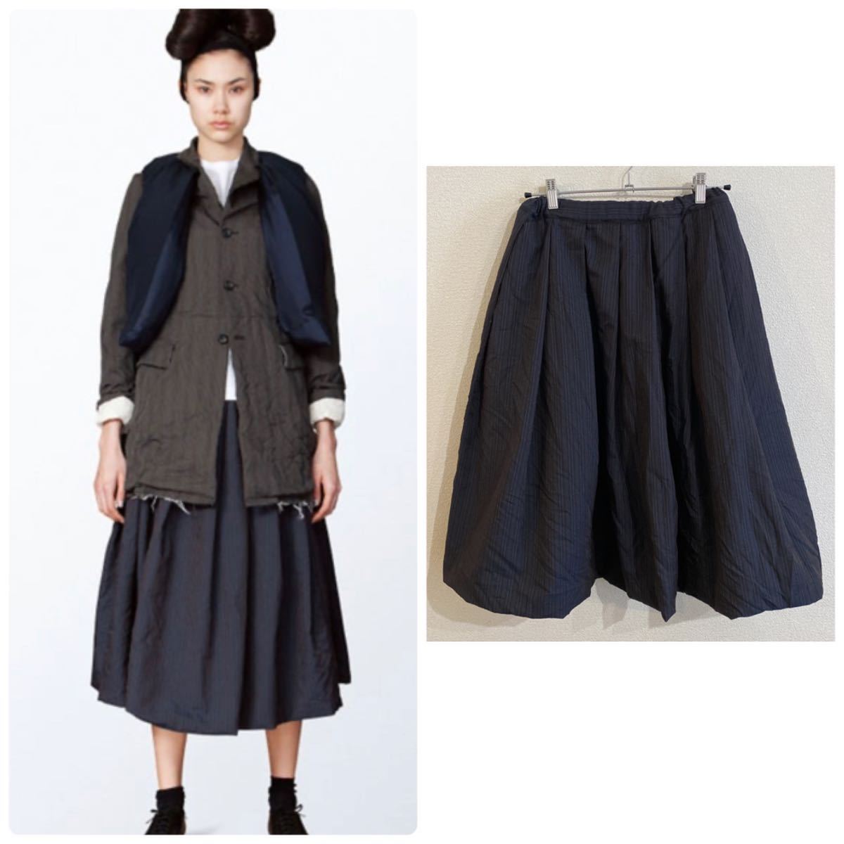 comme des garcons コムコム 縮絨 フレア スカート レディース