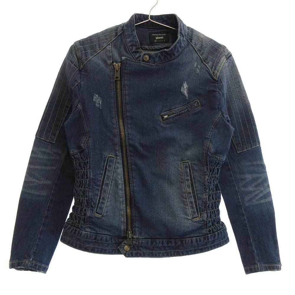 新作，人気 glamb グラム GB0419 / JKT15 : Jam denim riders ダメージ加工ノーカラーデニムライダースジャケット インディゴ(Sサイズ)｜売買されたオークション情報、yahooの商品情報をアーカイブ公開 - オークフ Sサイズ