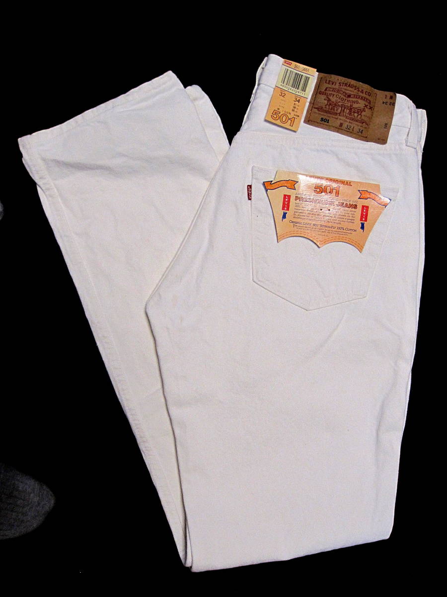 VTG・90's・501-0651・リーバイス・WHITE-DENIM・32/34・Made in U.S.A.・新品・送料込