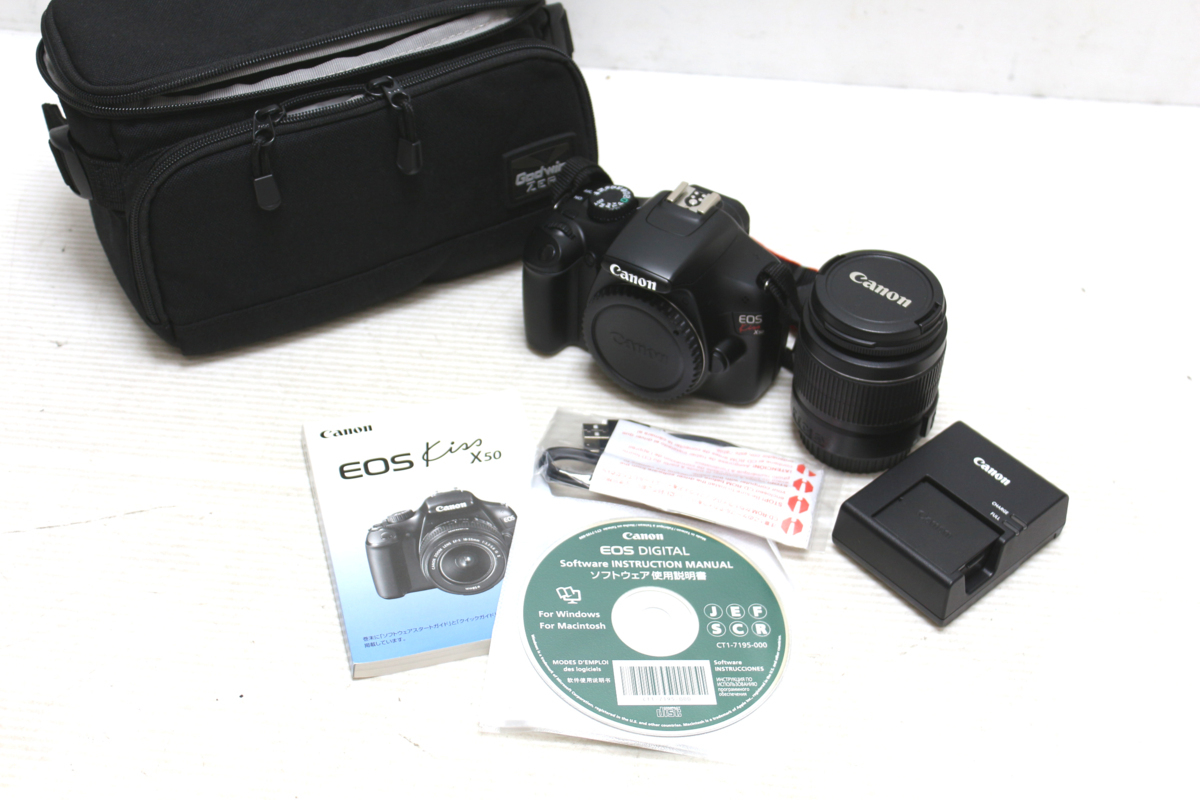 ☆04-1493】□中古□キャノン Canon EOS Kiss X50 レンズキット 一眼