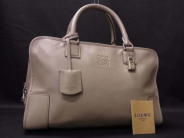 1円 □美品□ LOEWE ロエベ アナグラム アマソナ36 レザー シルバー 