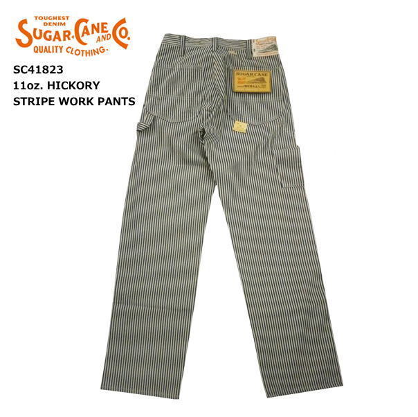 SUGAR CANE/シュガーケーン SC41823 11oz. ヒッコリーストライプ ワークパンツ W36(90cm) ネイビーA 新品