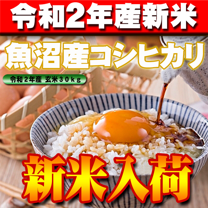 令和2年産新米】新潟県魚沼産コシヒカリ玄米30kg（精米無料）味・ツヤ 