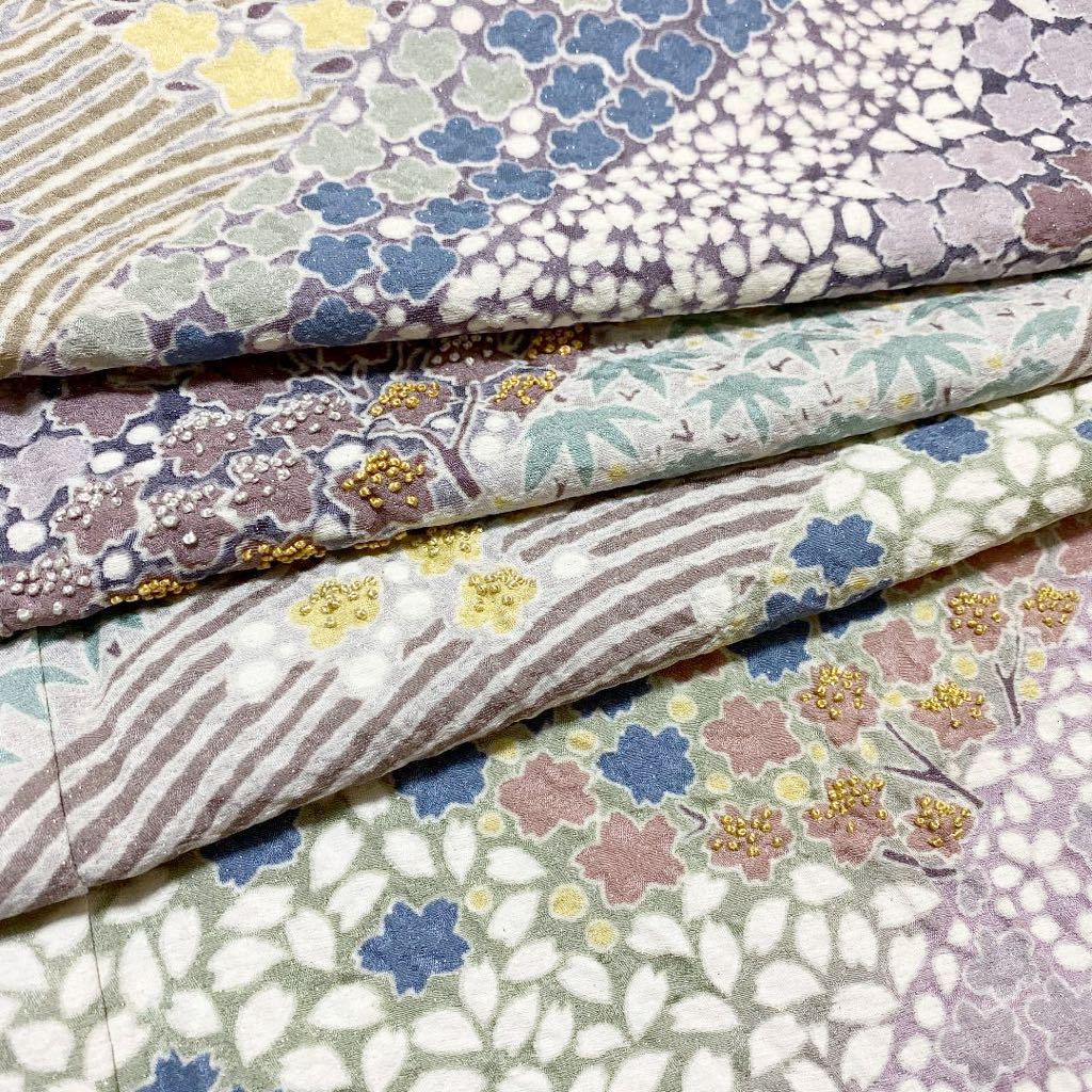 数量限定，正規品 着物月花 おぼろ染 相良刺繍 可憐な花尽くしの