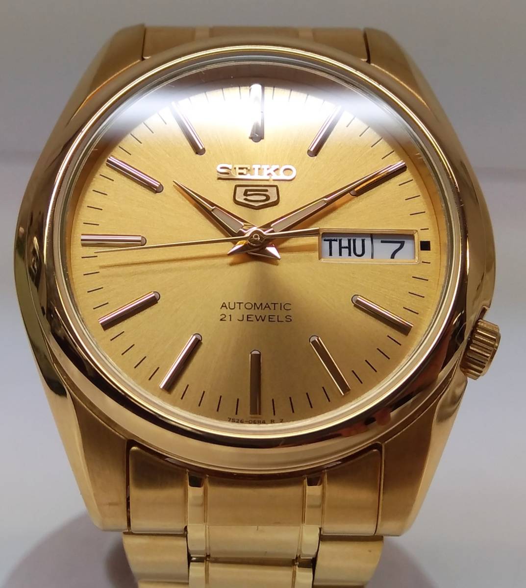 SEIKO セイコー ファイブ 7S26-01V0 自動巻 デイト ゴールド文字盤 SS