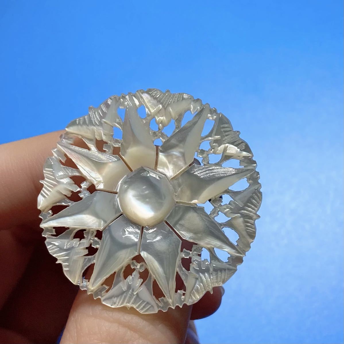 ヴィンテージ ベツレヘムの星 白蝶貝 パウダーケース マザーオブパールのブローチ ベツレヘム 星 ヴィンテージ 白蝶貝