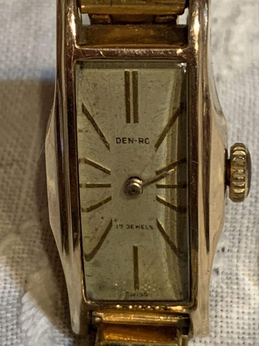 DEN-RO 手巻き スクエア K18 0750 稼働品 18金 ビンテージ DEN-RO
