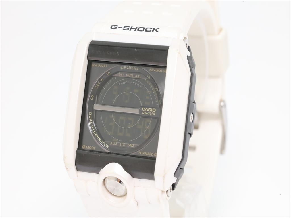 1円☆稼働品【カシオ/Gショック】G-8100A デジタル スクエア ラバー/白