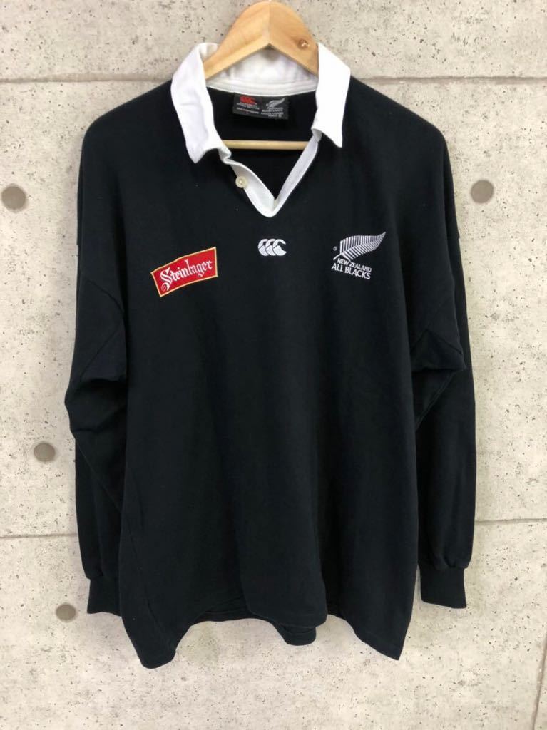 新品希少品✨オールブラックス カンタベリー ラガーシャツ ブラック LB 希少 ニュージーランド製 カンタベリー canterbury ラグビー メンズ