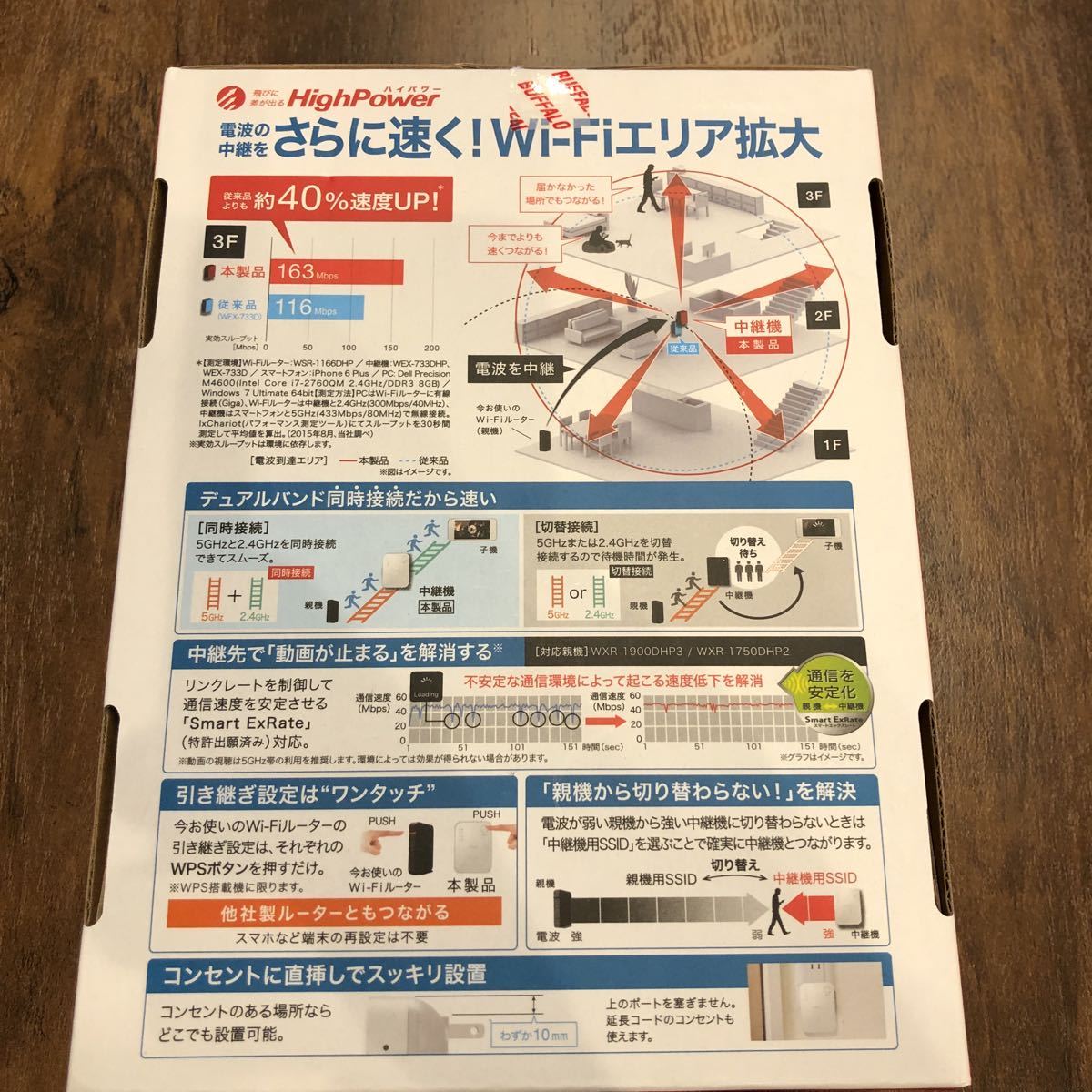 1度だけ使用の超美品！WEX-733DHP 中継機 Wi-Fi 無線LAN BUFFALO バッファロー _2