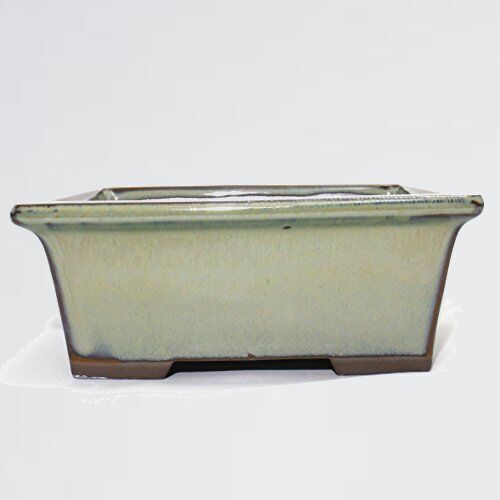 新品 未使用 長角反鉢 盆栽鉢 Y-FJ 織部釉 (緑)) 四日市萬古焼 (4号(約13.5センチ),_1