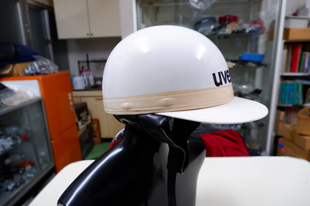 未使用保管品 UVEX X TRIAL ヘルメット 白 昭和58年 ビンテージ 当時物 uvex クノー X TRIAL ヘルメット「サイズM」四つボタン 検索