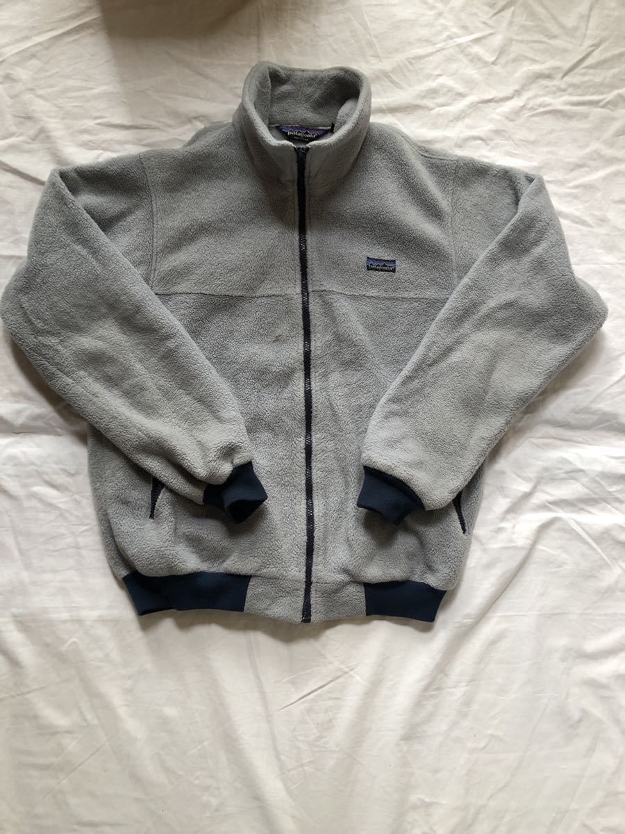  312. USA製 patagonia パタゴニア フリースジャケット グレー&times;白 ジッパー アウトドア キャンプ 登山 BBQ Mサイズ オーバーサイズ(Mサイズ)｜売買されたオークション情報、yahooの商品情報をア 男性用