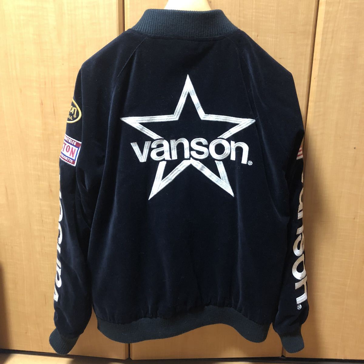 バンソン VANSON スター&フラッグ 刺繍 別珍×レーヨンサテン