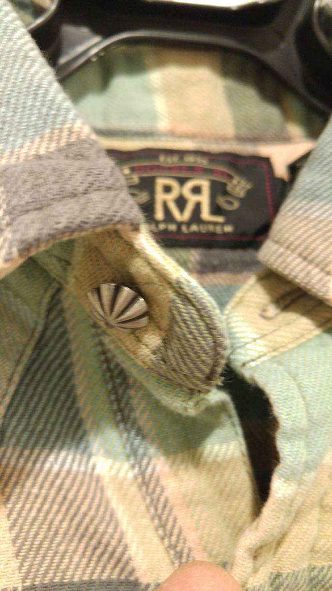 RRL ダブルアールエルチェック ウエスタンワークシャツコンチョボタン