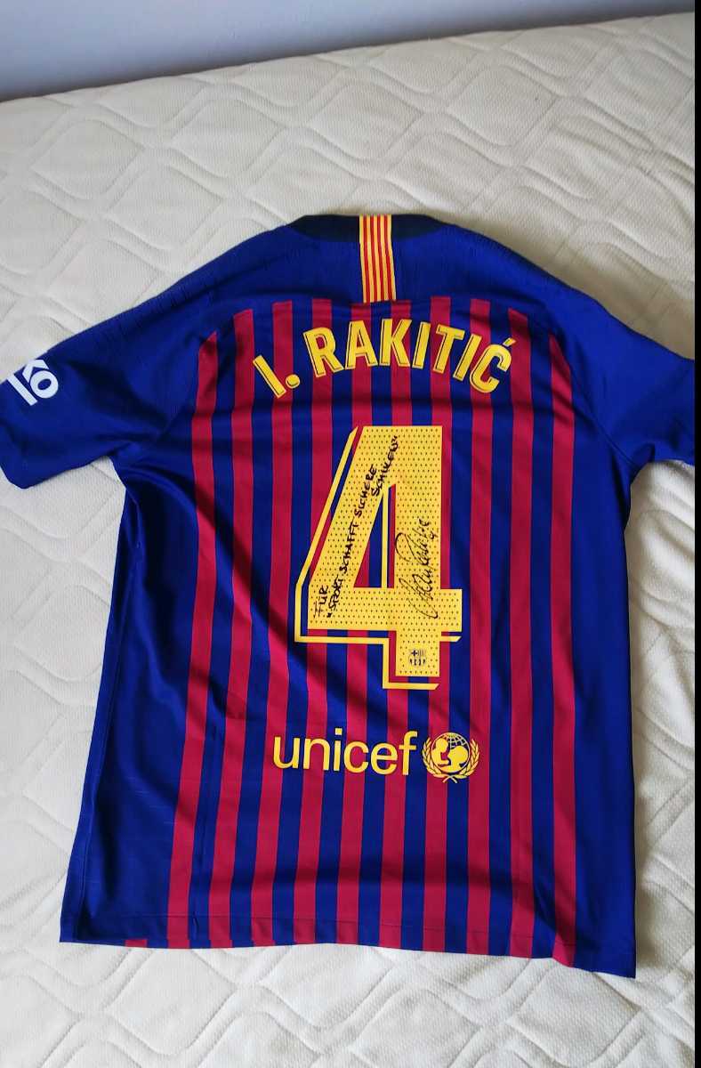 1円スタート証明書付 ラキティッチ FCバルセロナ サイン+メッセージ