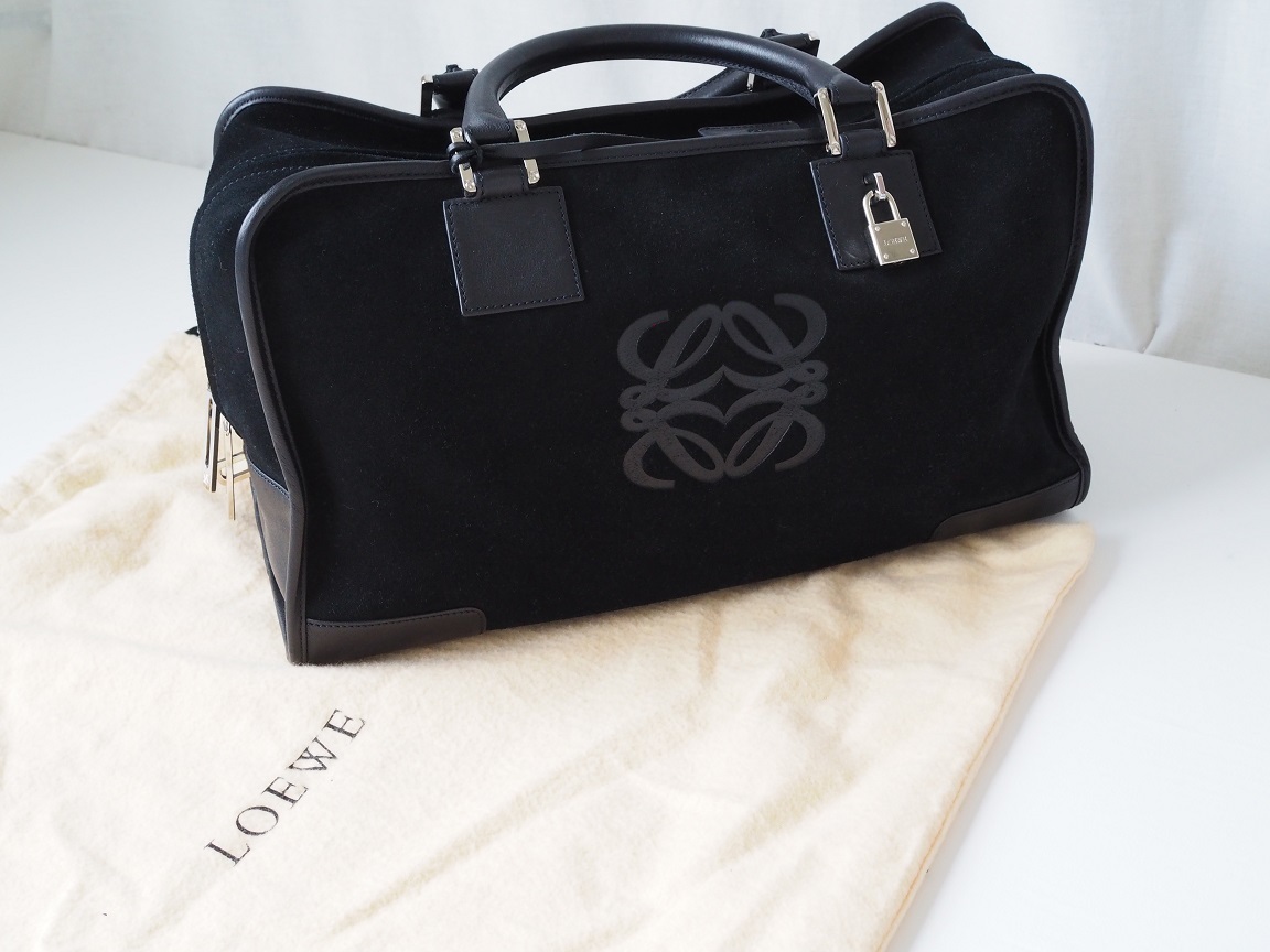 SALE，送料無料 LOEWE ロエベ アマソナ36 アナグラム ハンドバッグ 黒 レザー&times;スエード(ハンドバッグ)｜売買されたオークション情報、yahooの商品情報をアーカイブ公開 - オークファン 女性用