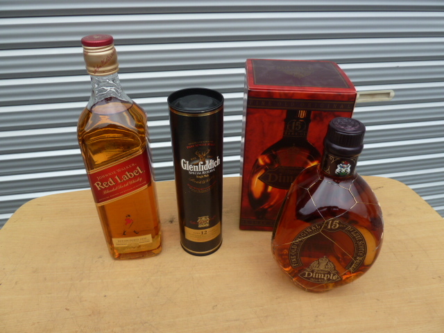 DIMPLE JOHNNIE WALKER Glenfiddich　スコッチ ウイスキー 3本 まとめて - Dimple Year Spring Cap Malt