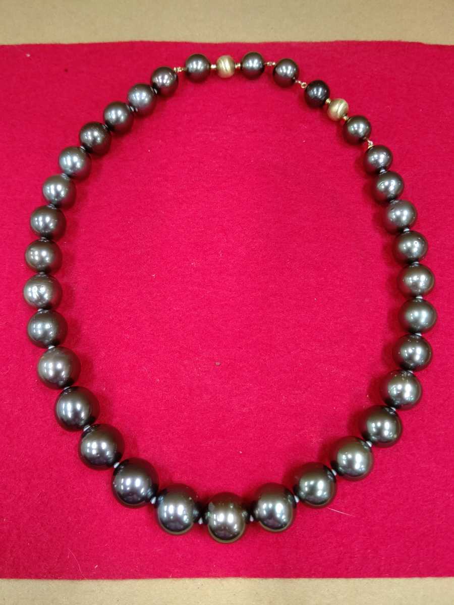 【高品質，格安】 黒真珠ネックレス 珠9.9mm~13.9mm 長さ44.5cm 金具14金(ネックレス、ペンダント、チョーカー)｜売買されたオークション情報、yahooの商品情報をアーカイブ公開 - オークファン ネックレス、ペンダント、チョーカー