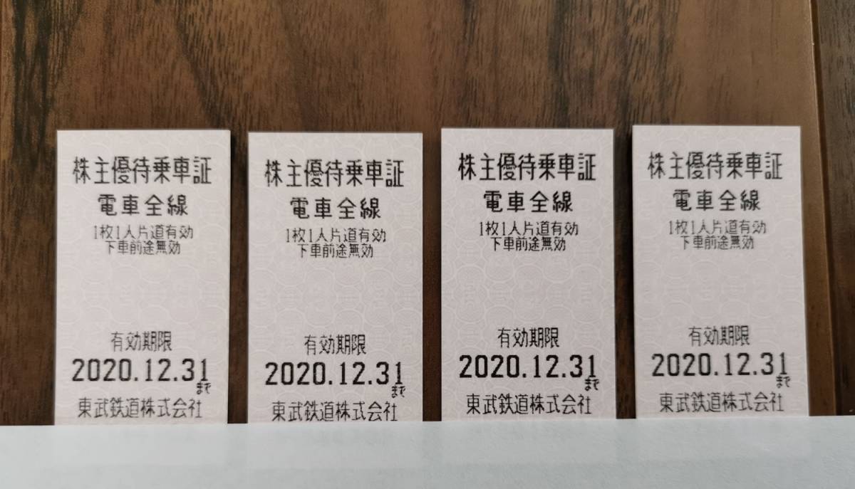 東武鉄道 株主優待乗車証 4枚 12月31日まで 【送料無料】1_1