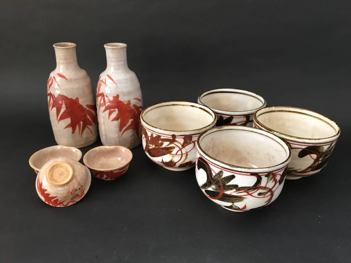 清水六兵衛 草花絵皿 五枚組 木箱入り