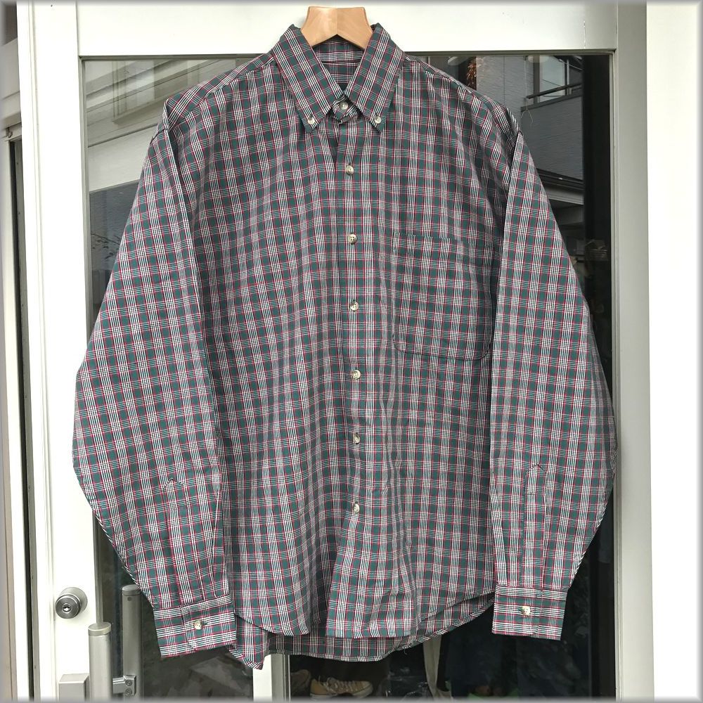★エディーバウアー　デッドストック　90s　チェック柄　長袖　ボタンダウンシャツ　size M★ビンテージ