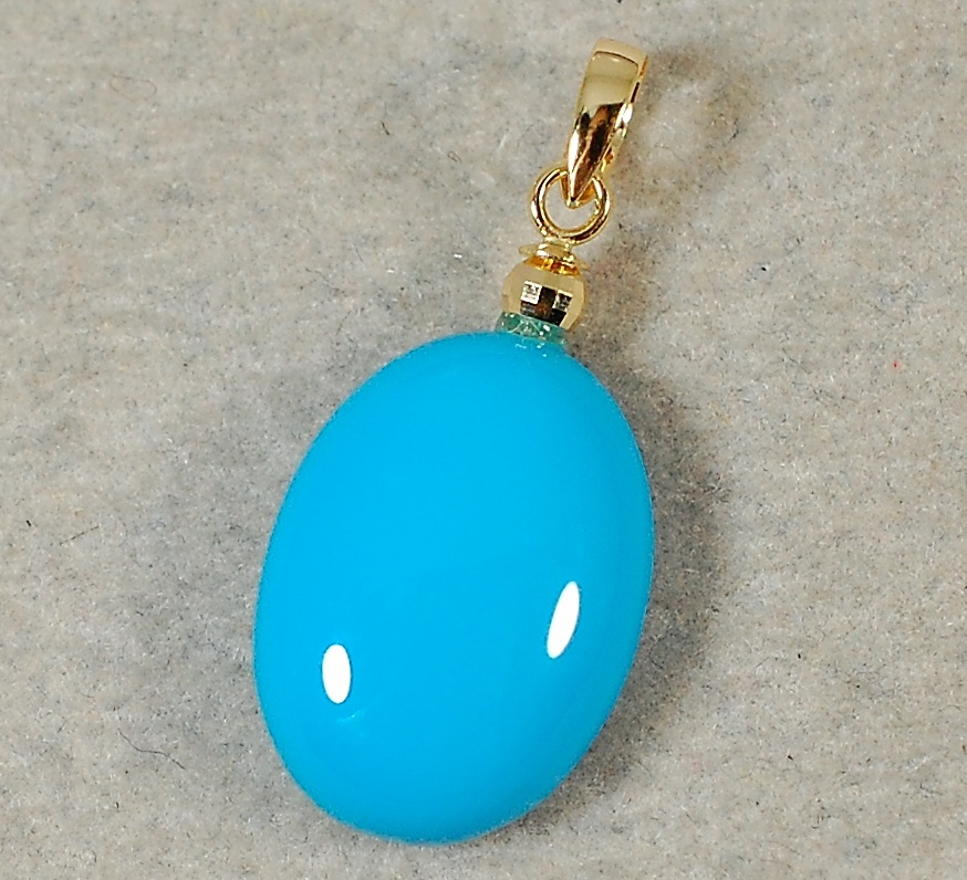 100~K18アリゾナ産ターコイズカラー綺麗色艶照り良い2連ネックレス