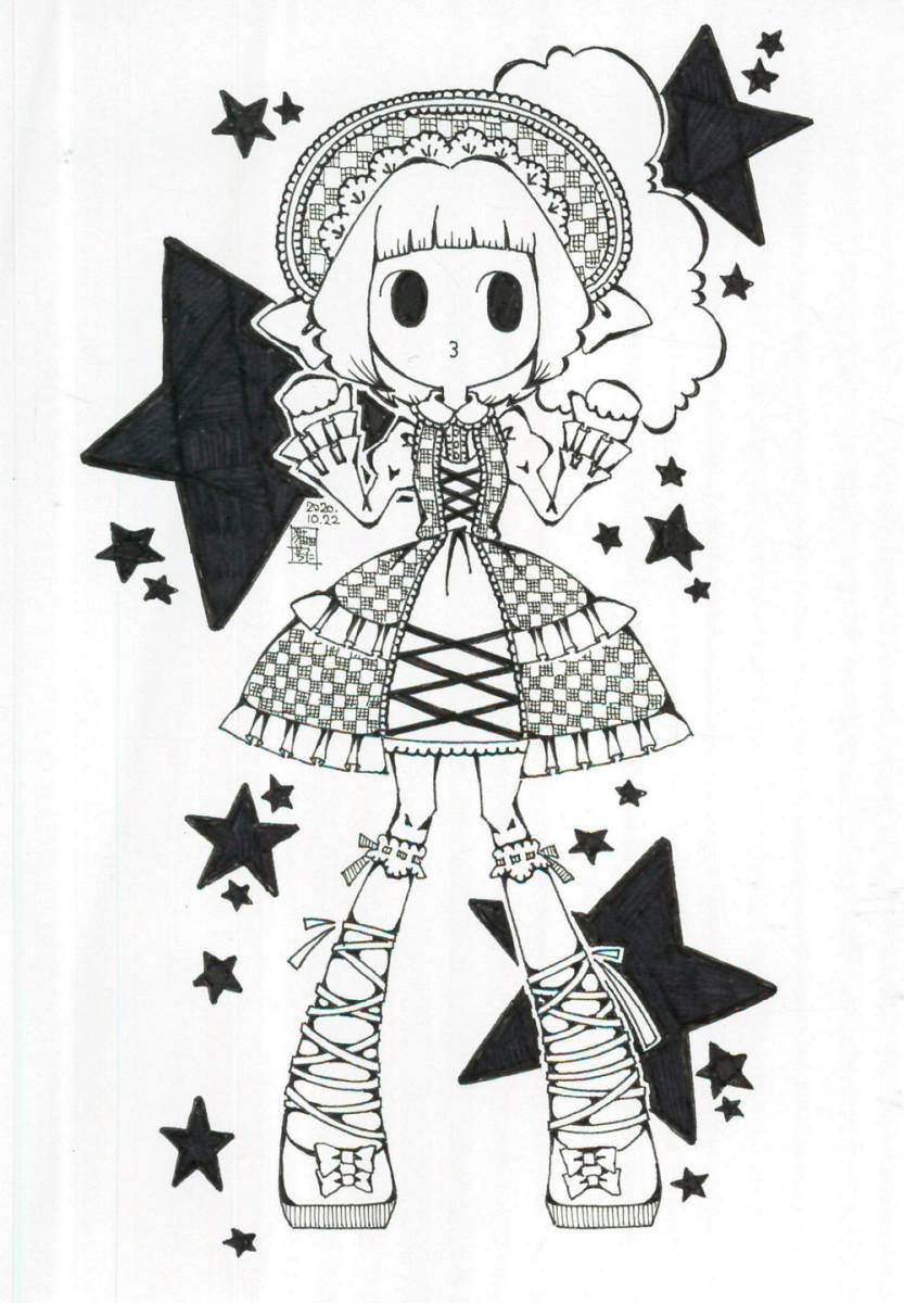 ペン画 同人手描きイラスト オリジナル 女の子 ロリータ ボンネット 手描きイラスト 売買されたオークション情報 Yahooの商品情報をアーカイブ公開 オークファン Aucfan Com