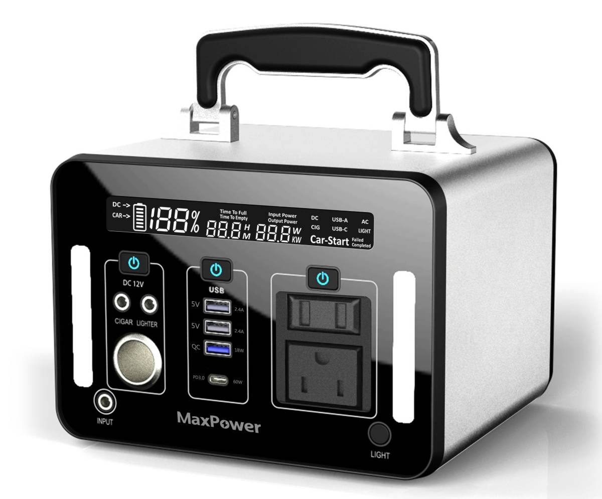 低価，お買い得 Maxpower ポータブル電源 PL500J Ver.2 135000mAh/500Wh/AC 500W 銀色 定格出力 超静音 ファンレス構造(発電機)｜売買されたオークション情報、yahooの商品情報をアーカイブ公開 - オークファン 発電機