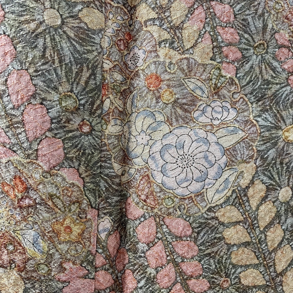袷 辻が花柄 M 訪問着 正絹 紫 裄丈67cm 金彩 落款 小紋 美品
