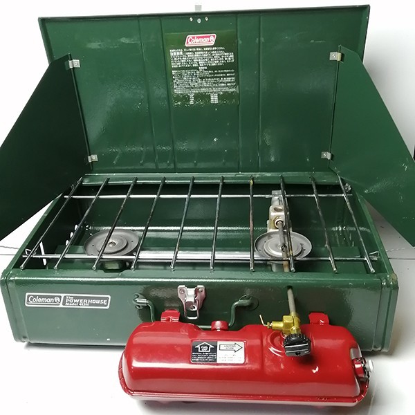 【新品，高品質】 Coleman THE POWERHOUSE 413H 94年製 コールマン パワーハウス ツーバーナー コンロ ホワイトガソリン(ツーバーナー)｜売買されたオークション情報、yahooの商品情報をアーカイブ公開 - オークファン ツーバーナー