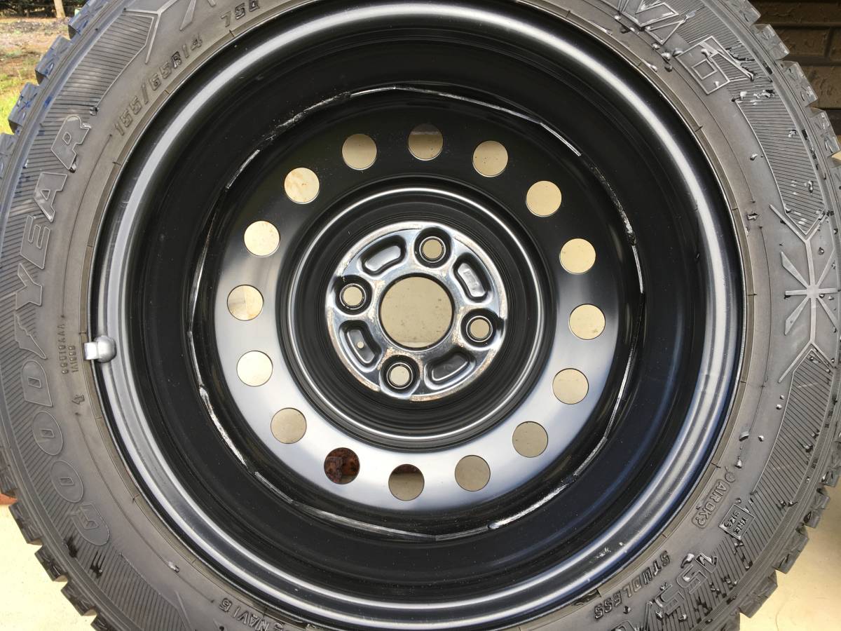 ラパンHE22S 純正ホイール 155/65R14スタッドレスタイヤ4本セット 