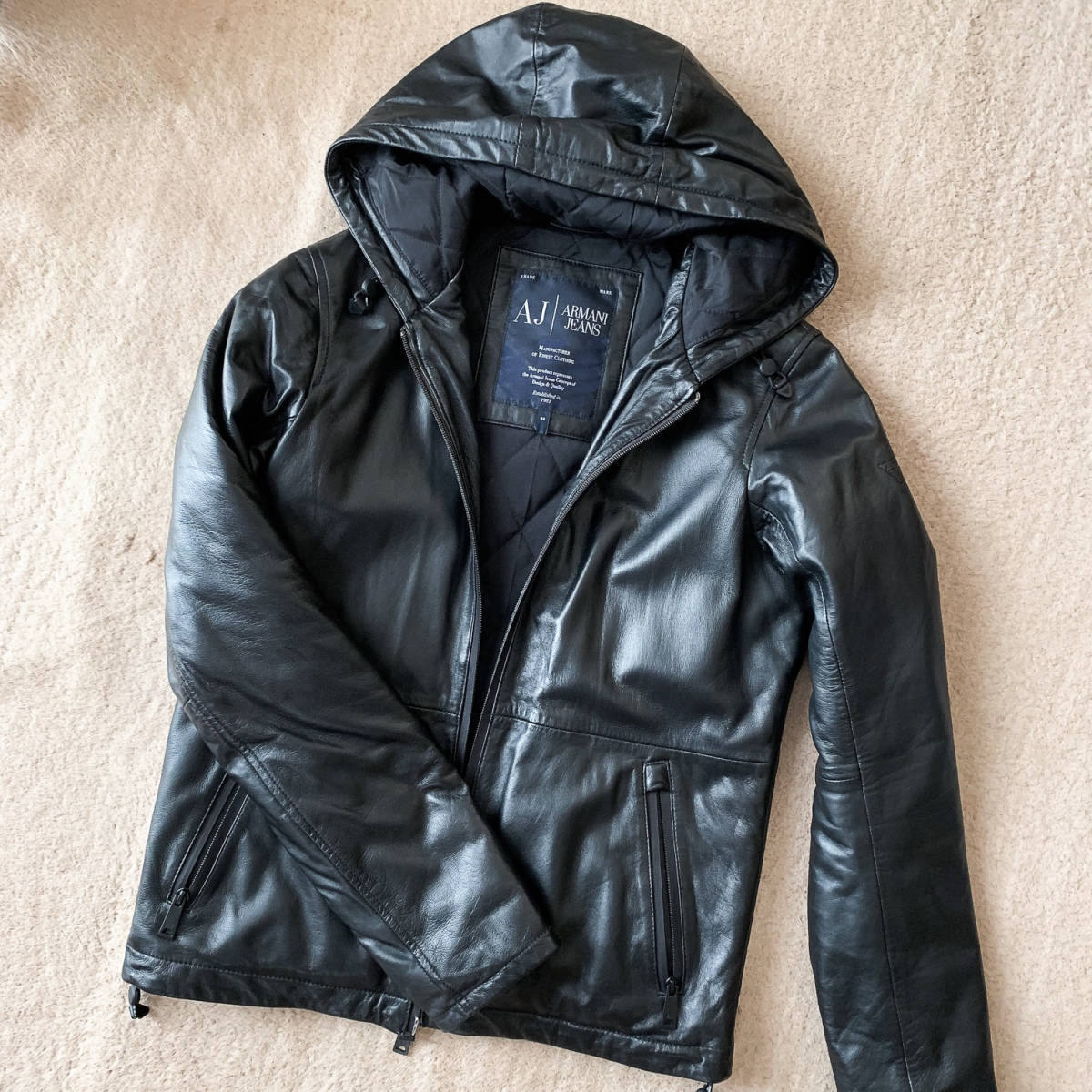ARMANI JEANS 山羊革ゴート レザー ライダース ジャケット アルマーニ 