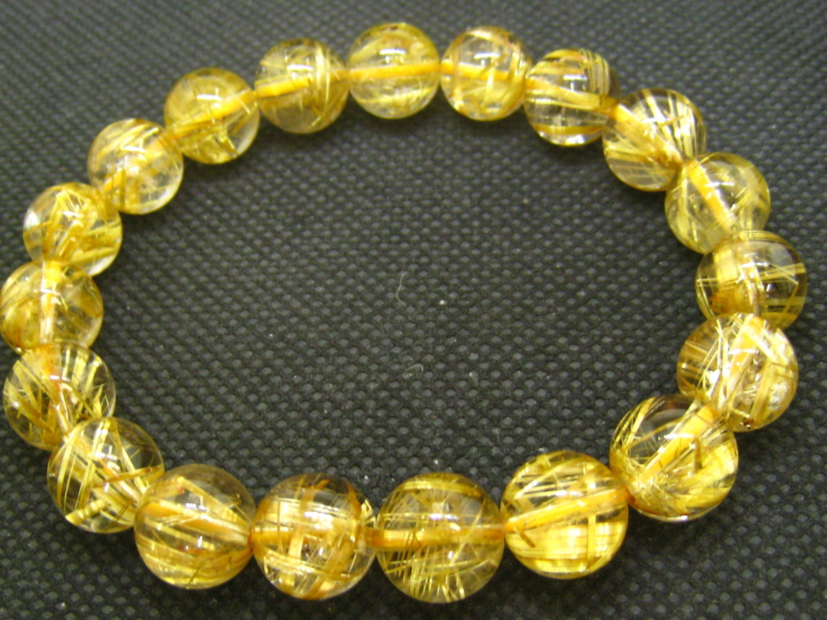 即決 1027s912 極美品☆【100A黄金タイチンルチル】☆ブレス 10-10.5mm