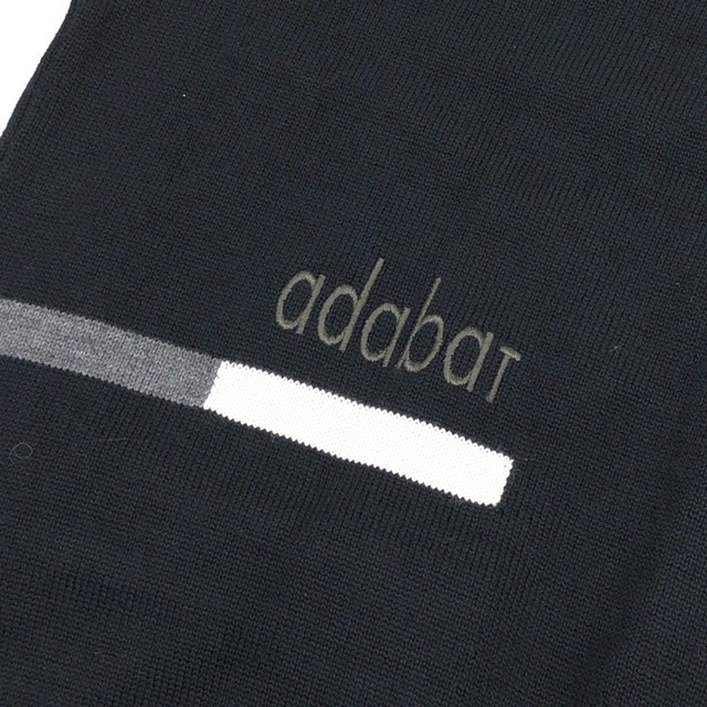 新品 adabat アダバット 定価29，000円 ロゴ刺繍 ウール ニットゴルフベスト 3 黒 ブラック メンズ 日本製 国内正規品