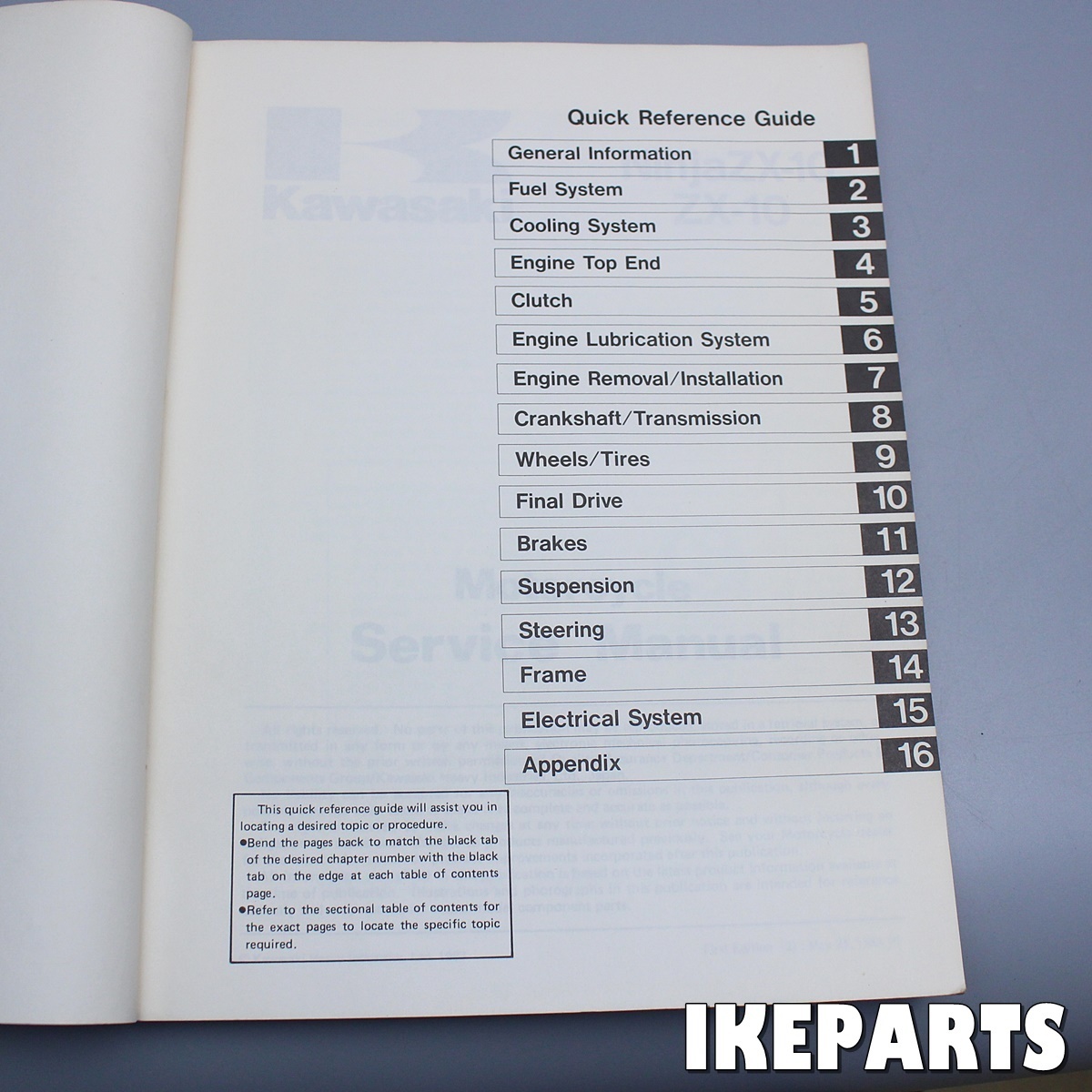 NINJA ZX10 サービスマニュアル 英語 English 「配線図あり