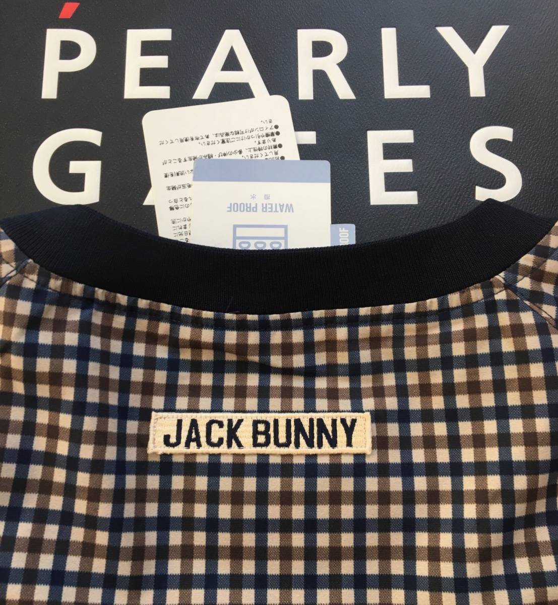 パーリーゲイツ ジャックバニー 新品 プリント JACK ジャングル タフタ バイ BUNNY チェック（ブランドジャックバニー サイズ2 ストレッチ 新品正規品 ブルゾン PEARLY チェック柄
