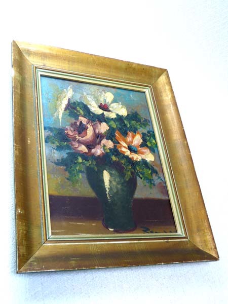 絵画 油絵 作者不詳 肉筆油絵 静物画 薔薇の花と花瓶 F10 絵画 油絵 作者不詳 肉筆油絵 静物画 薔薇の花と花瓶 F10の通販