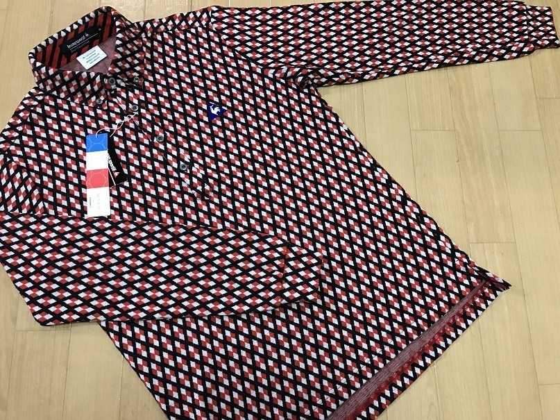 Le coq sportif GOLF(ルコックゴルフ) 先染めダイヤジャガード表起毛長袖シャツ QGMOJB11(RD00)Ｌ