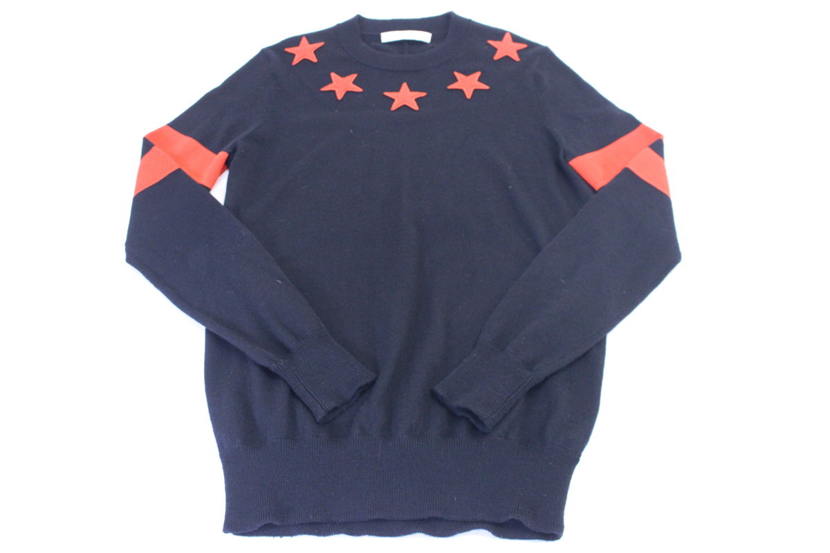GIVENCHY ジバンシー PARIS 2015AW コットン スターパッチニット XS 