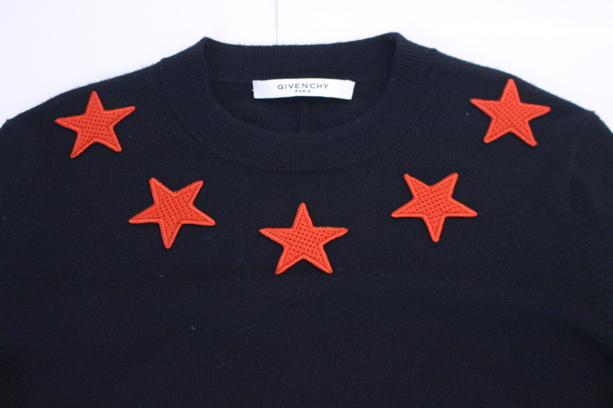 GIVENCHY ジバンシー PARIS 2015AW コットン スターパッチニット XS 