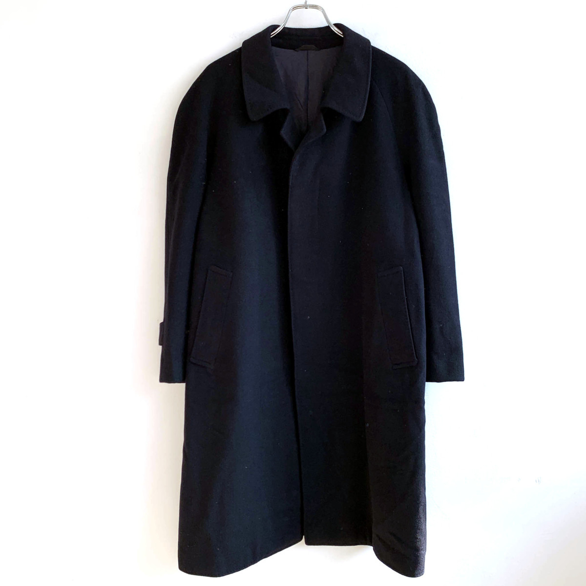 カシミヤ100%◆mila schon ミラショーン 比翼 カシミヤウール ロング ステンカラーコート Mサイズ / 濃紺 ネイビー メンズ ビジネス