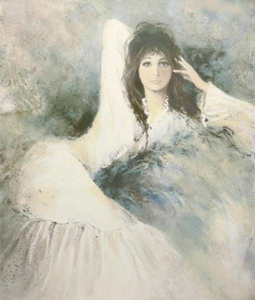 真作】【直筆サイン】ベルナール・シャロワ「白い髪飾りのジョセフィーヌ」