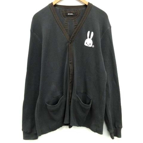 CUNE – ウサギのカーディガン スウェットビッグカーディガン バイクとうさちゃん Tシャツ ロンT カットソー 長袖 プリント ロゴ 兎 ウサギ うさぎ キューン L