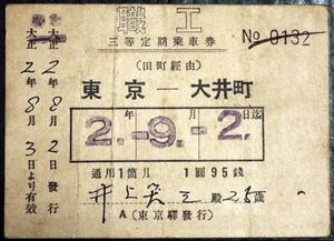 定期券 昭和のYahoo!オークション(旧ヤフオク!)の相場・価格を見る