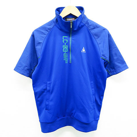 Lecoq golf ルコックゴルフ ハーフジップ半袖ブルゾン ブルー系 M [240001411483] ゴルフウェア メンズ