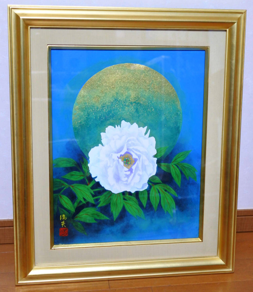 E3677 出岡実 「草花壺の薔薇」 油彩 F4 額装 出岡実 - Yahoo